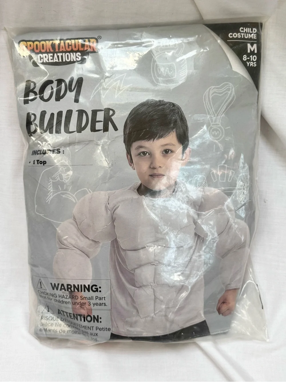 New Spooktacular Creations Body Builder Costume Kids Muscle Shirt M Halloween
